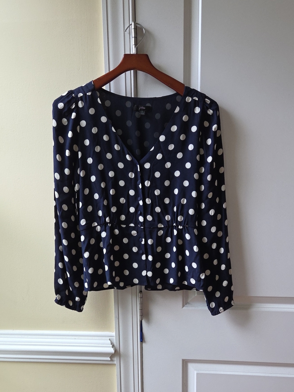 JCrew Polka Dot blouse size 4 navy